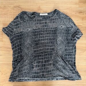 We The Free Charcoal and Light Gray Patterned Short Sleeve Tee